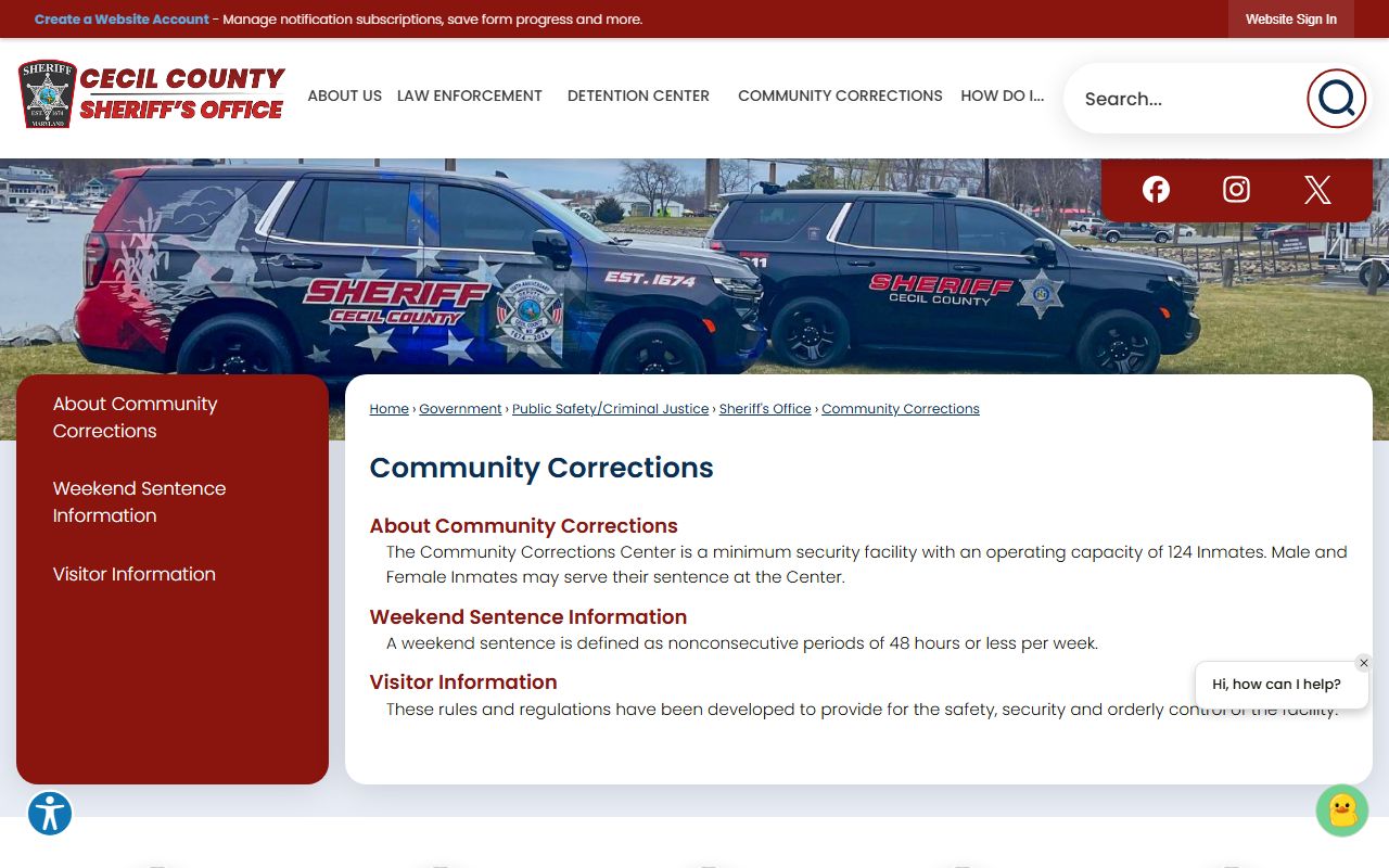Cecil County inmate population community corrections facility overview